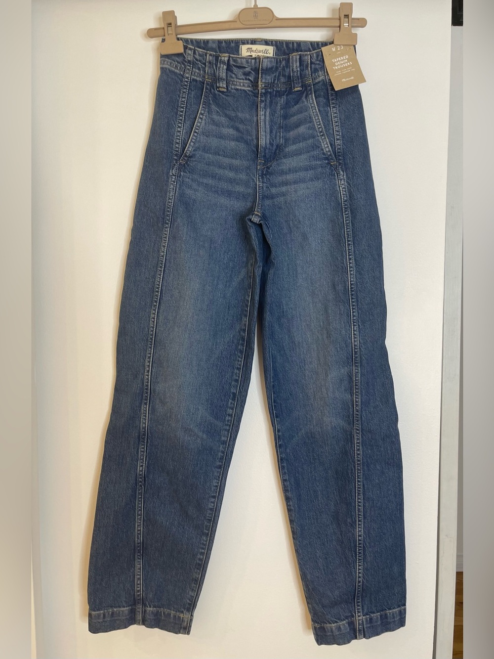 Madewell Tapered Denim Trousers High Rise Seamed Tapered Leg Size 23
